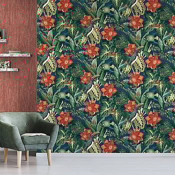 Galerie Wallcoverings Product Code 26743 - Tropical Wallpaper Collection - Blueberry Colours -  