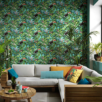 Galerie Wallcoverings Product Code AM30002 - Amazonia Wallpaper Collection - Turquoise Multi-Coloured Colours -  