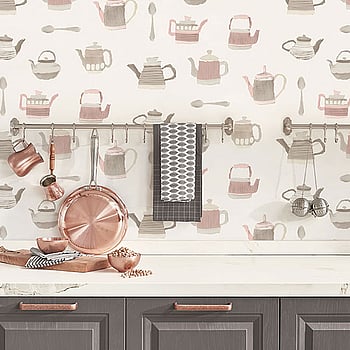 Galerie Wallcoverings Product Code CK36633 - Kitchen Style 3 Wallpaper Collection - Pink Grey Beige Colours -  