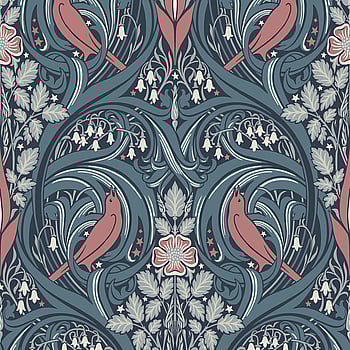 Galerie Wallcoverings Product Code ET12222 - Arts and Crafts Wallpaper Collection - Blue Coral Colours -  