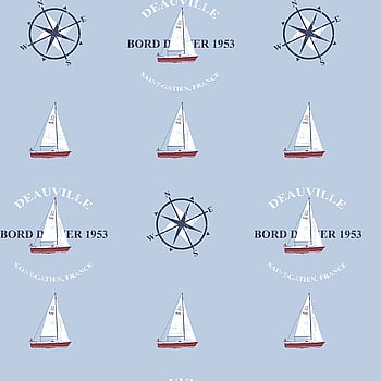 Galerie Wallcoverings Product Code G23037 - Deauville 2 Wallpaper Collection - Sky Blue Red White Colours -  