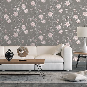 Galerie Wallcoverings Product Code G45305 - Vintage Roses Wallpaper Collection - Grey Pink Colours -  