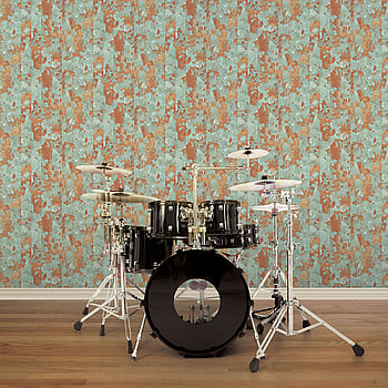 Galerie Wallcoverings Product Code G45361 - Grunge Wallpaper Collection - Green Copper Orange Colours -  