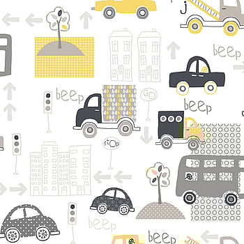 Galerie Wallcoverings Product Code G56011 - Just 4 Kids 2 Wallpaper Collection - Yellow Grey Black White Colours -  