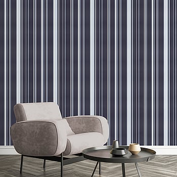 Galerie Wallcoverings Product Code G68056 - Smart Stripes 3 Wallpaper Collection - Navy, Blues Colours -  
